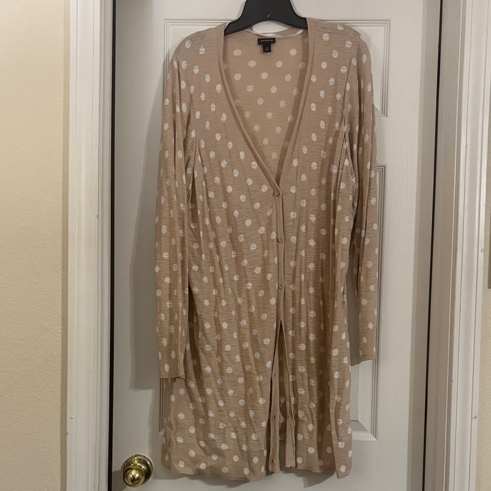 Torrid Beige Sweater with White Dots